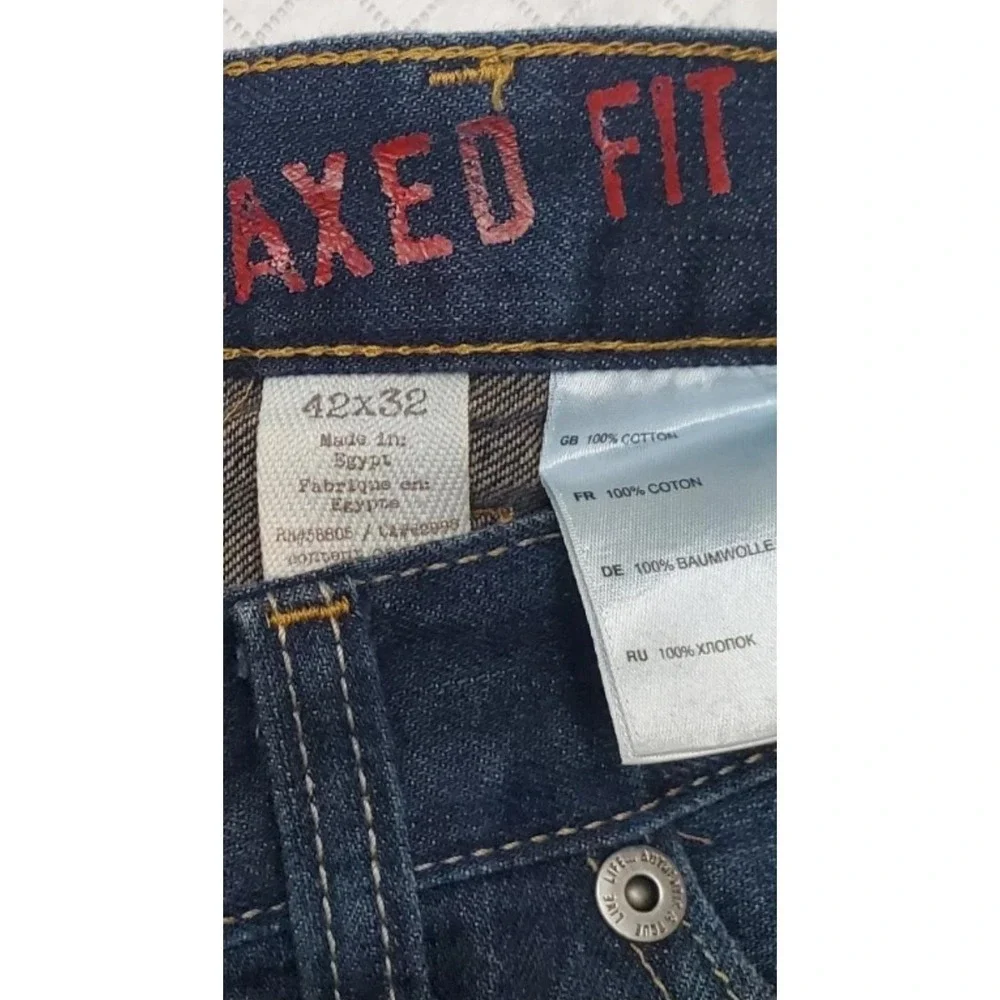 True Nation Jeans Mens 42x32 Blue Relaxed Fit Straight Leg Denim Big & Tall